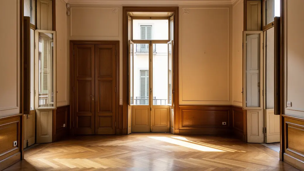 Interno appartamento Milano con parquet e grandi finestre per investimento
